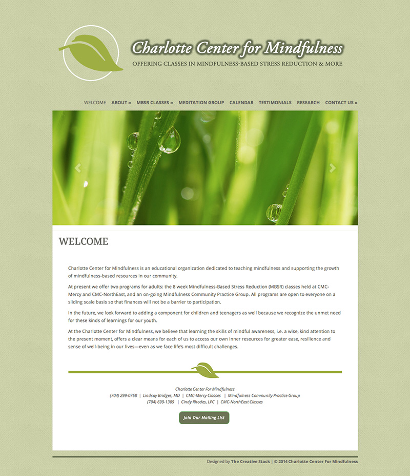Charlotte Center For Mindfulness Website Design
